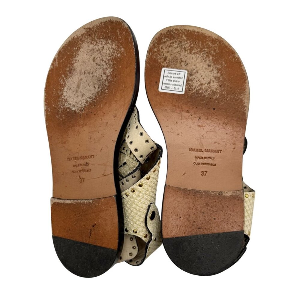 Isabel Marant Johanna ivory snake texture flat sandals - Size 7 - Picture 5 of 10